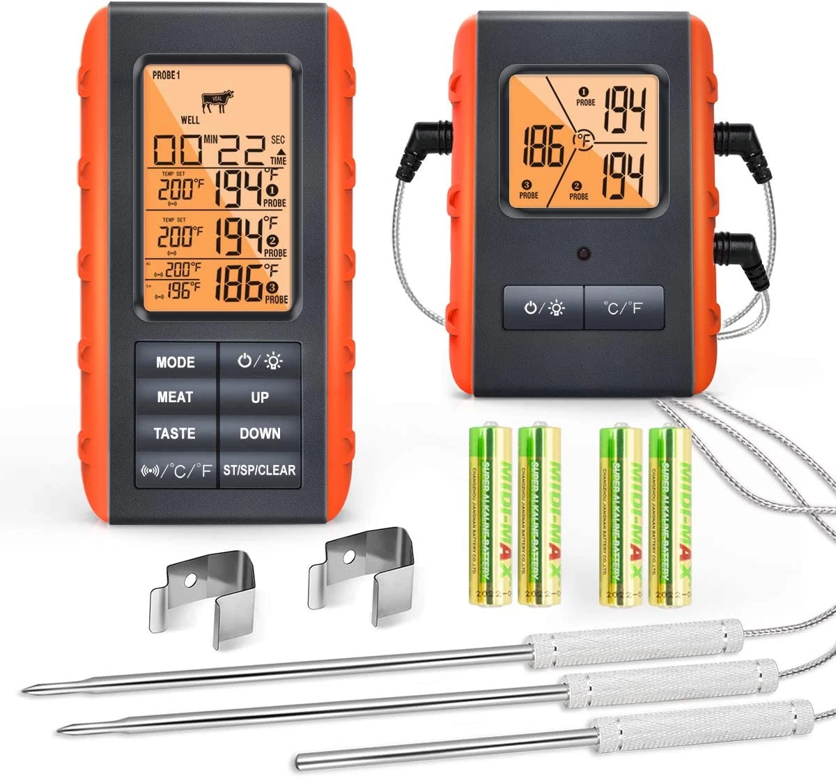 Wireless meat top thermometer for grilling