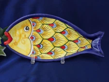 Vietri Italian Pottery Fish Plate Platter Pavone Painted by Hand in Italy