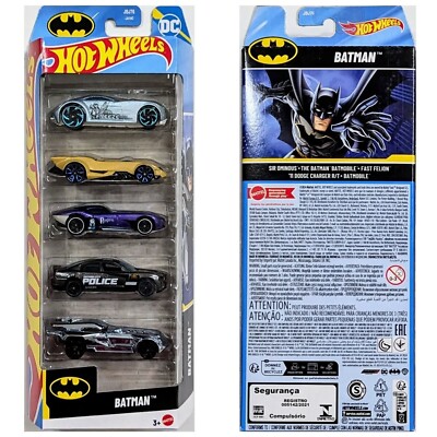 5 Pack Hot Wheels DC Batman Diecast 1:64 Scale - New