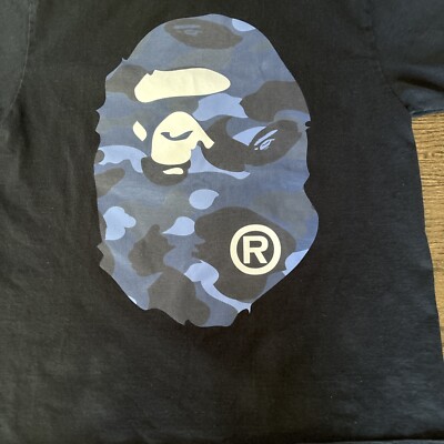 A Bathing Ape ® Small MENS T-Shirt Black x Navy Camo | eBay