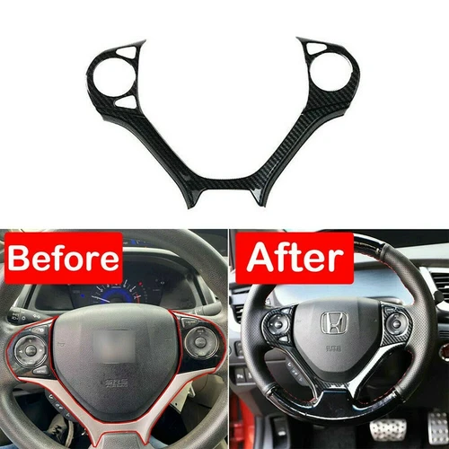 Cubierta/ajuste del cuadro del volante estilo fibra de carbono para Honda Civic 2012-2015 1x - Imagen 2 de 10