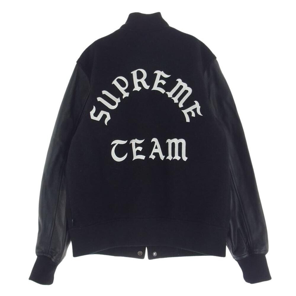 Supreme 15AW Wool Varsity Crew Ceam Jacket Sleeve Leather Supreme 15AW Wool Varsity Crew Ceam Jacket Sleeve Leather