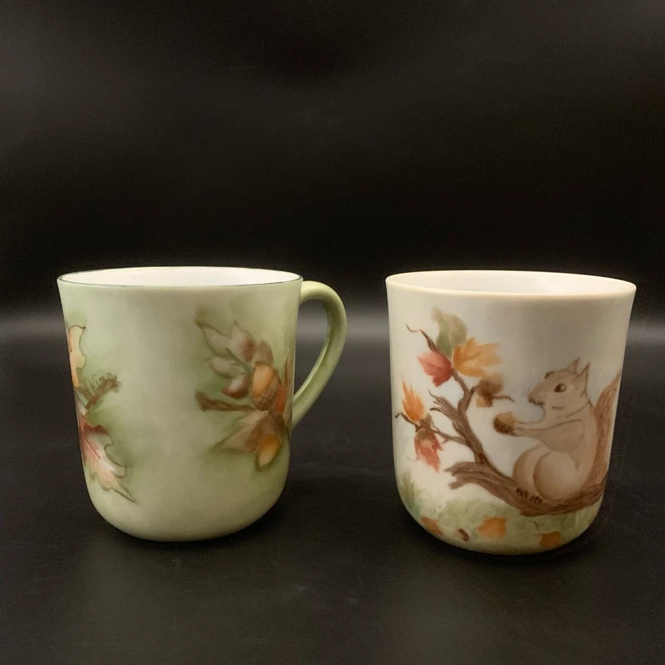 Tazas de porcelana vintage años 60 ardilla bellota Kurtis King Bone China Foto 3 de 4