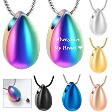 Stainless Steel Teardrop Urn Pendant Cremation Jewelry for Ashes Memory Necklace