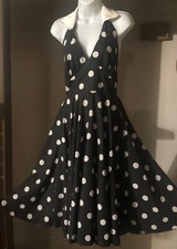 Vintage Marilyn Monroe brand 1983 halter top full skirt dress Size 9/10 polkadot