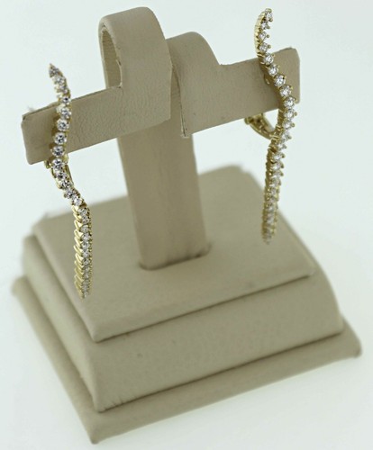 Jose Hess Designer Diamond Drop 14k Yellow Gold Earrings - Picture 6 of 6