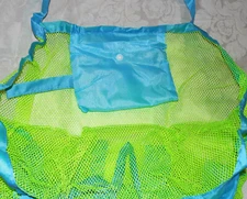 Big Reusable Shopping Bag foldable Into Self Pocket MESH GREEN Blue