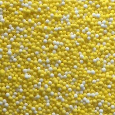 YELLOW & WHITE 100's &1000's EDIBLE CAKE BALLS / SPRINKLES