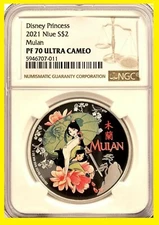 2021 Niue 1 Oz Colorized Disney Princess Mulan NGC PF70