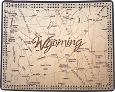 Wyoming State Shape Road Map Cribbage Board