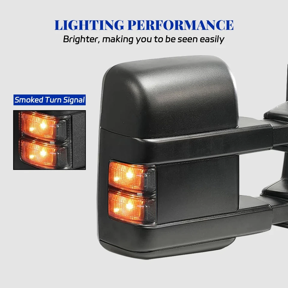 Буксировочные зеркала для 99-07 F250-F550 суперпрочные с электроприводом подогревом пара дымовых сигналов - Изображение 3 из 4