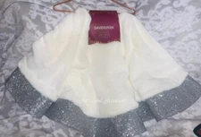 David Tutera Glam Faux Fur White Silver luxury Shabby Chic Sparkle Tree Skirt