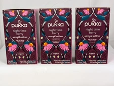 Lot Of 3 Boxes Pukka Herbal Collection Organic Night Time Berry Overnight 20 Ea