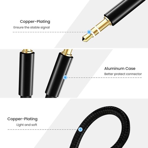 3.5mm To 3.5mm Audio Cable, 1m Aux Headphone Stereo Braided Cable, Aux Cable ... - Picture 5 of 9