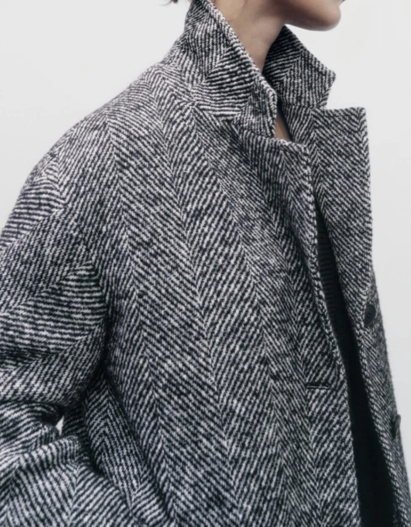 Zara herringbone hotsell coat