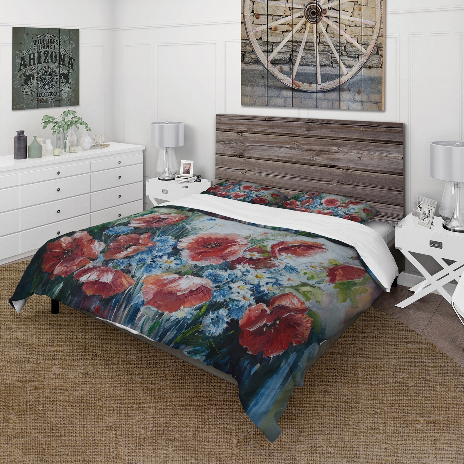 Designart 'Retro Bouquet of Poppies' Traditional Duvet Cover