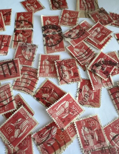 Lote de 50 estampillas postales: 1932-1939 República Francesa (FRANCIA) rosa roja - Imagen 3 de 6