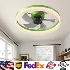 20 in Green 6 Speeds Reversible Ceiling Flush Mount Fan Light Kit LED 3 Color UL