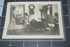 Asian BARBER Man CUT HAIR Chair Mirror Fancy Salon Woman Watching Vintage PHOTO