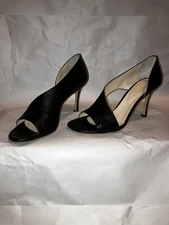 Fauzian Jeunesse Vero Cuoio Peep Toe Black Leather Pumps sz 39 / 9 Original box