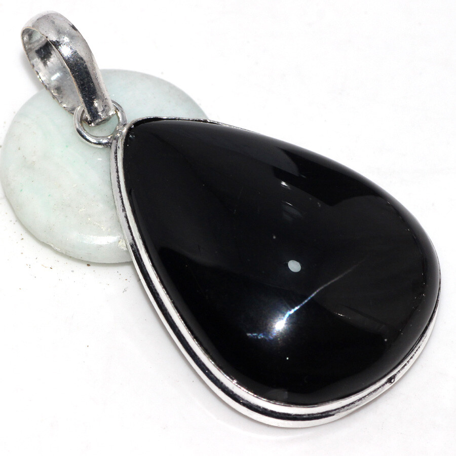 Black Onyx 925 Silver Plated Gemstone Handmade Pendant 2