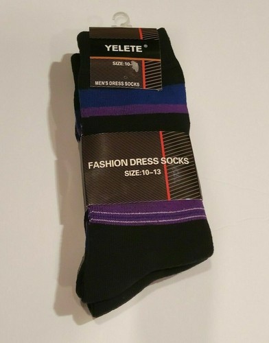 Yelete Men's Dress Socks 3 Pairs Pack Striped Multicolor Size 10 to 13 - Picture 57 of 68