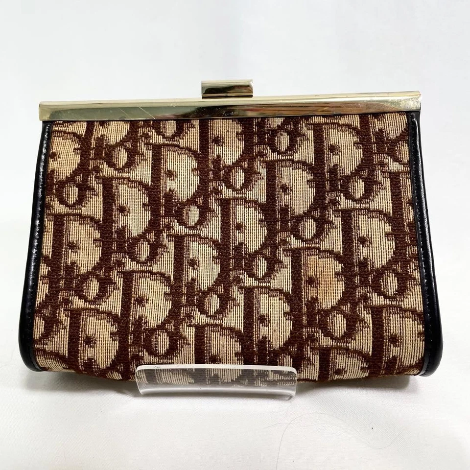 Christian Dior Trotter холст клатч бежевый кожаный винтажный логотип из Японии - Изображение 3 из 4