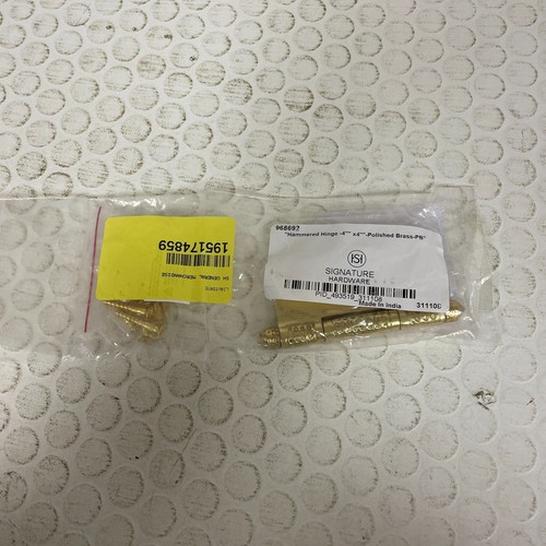 Signature Hardware massives Messing verziert 4 Zoll x 4 Zoll Türscharnier gehämmert poliertes Messing - Bild 4 von 4