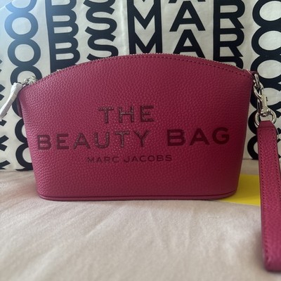 MARC JACOB THE BEAUTY BAG Pebbled Leather Wristlet Dust Bag  RASPBERRY PINK