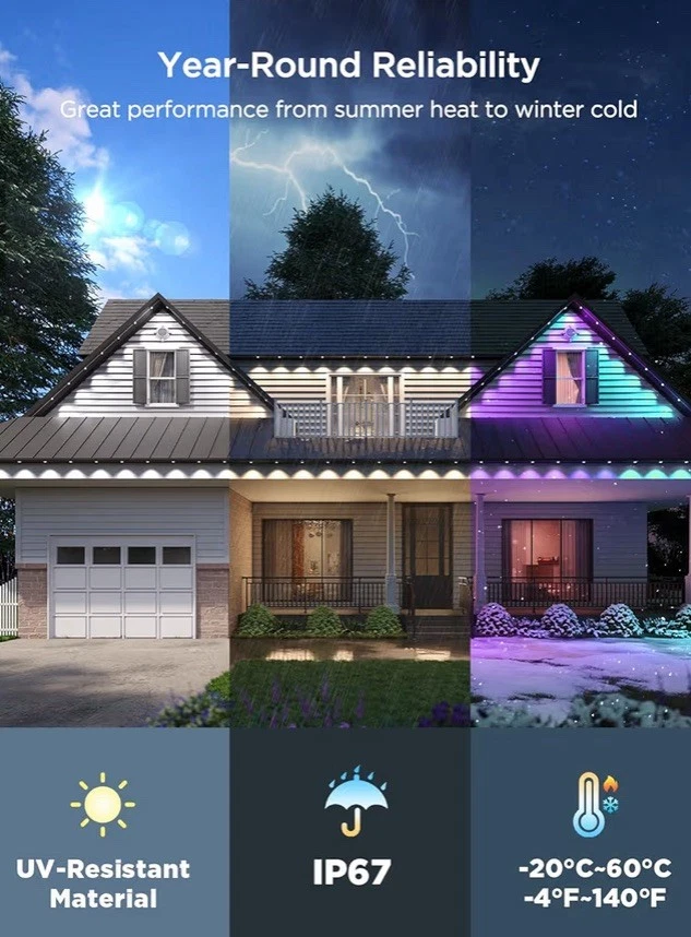 Govee Pro Permanent Outdoor Lights 100ft White Version LED Lights Model H706A - Image 3 of 4