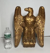 Large Antique CARVED & GILTWOOD EAGLE AMERICAN FOLK ART 15” X 11”