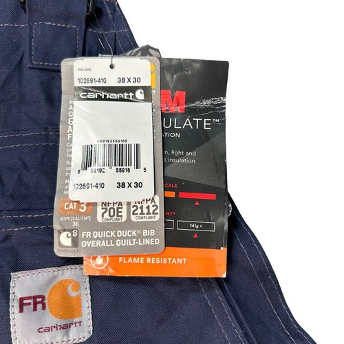 Carhartt FR 38x30 (passt 41x29) Flame Resistant Duck Lined Bib Overalls Herren Navy - Bild 4 von 16