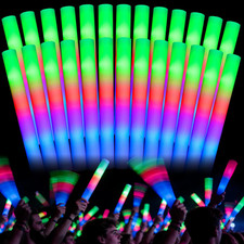 SHQDD 72PCS Foam Glow Sticks Bulk, Light Up in the Dark Party Supplies with 3 Co