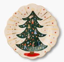 NEW Rifle Paper Co. NUTCRACKER Christmas Tree Holiday Salad/Dessert Plate 8.25”