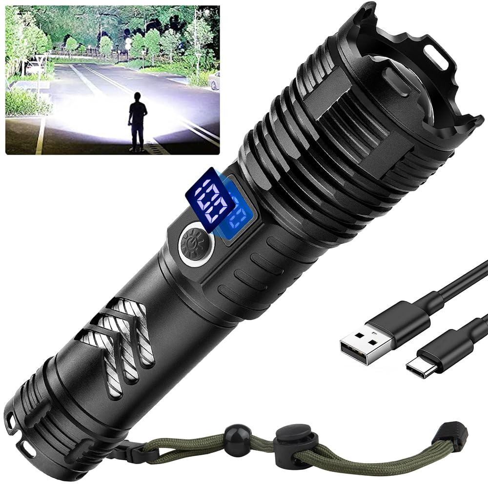 Ultra-Bright 900K Lumen Rechargeable LED Flashlight High Lumens