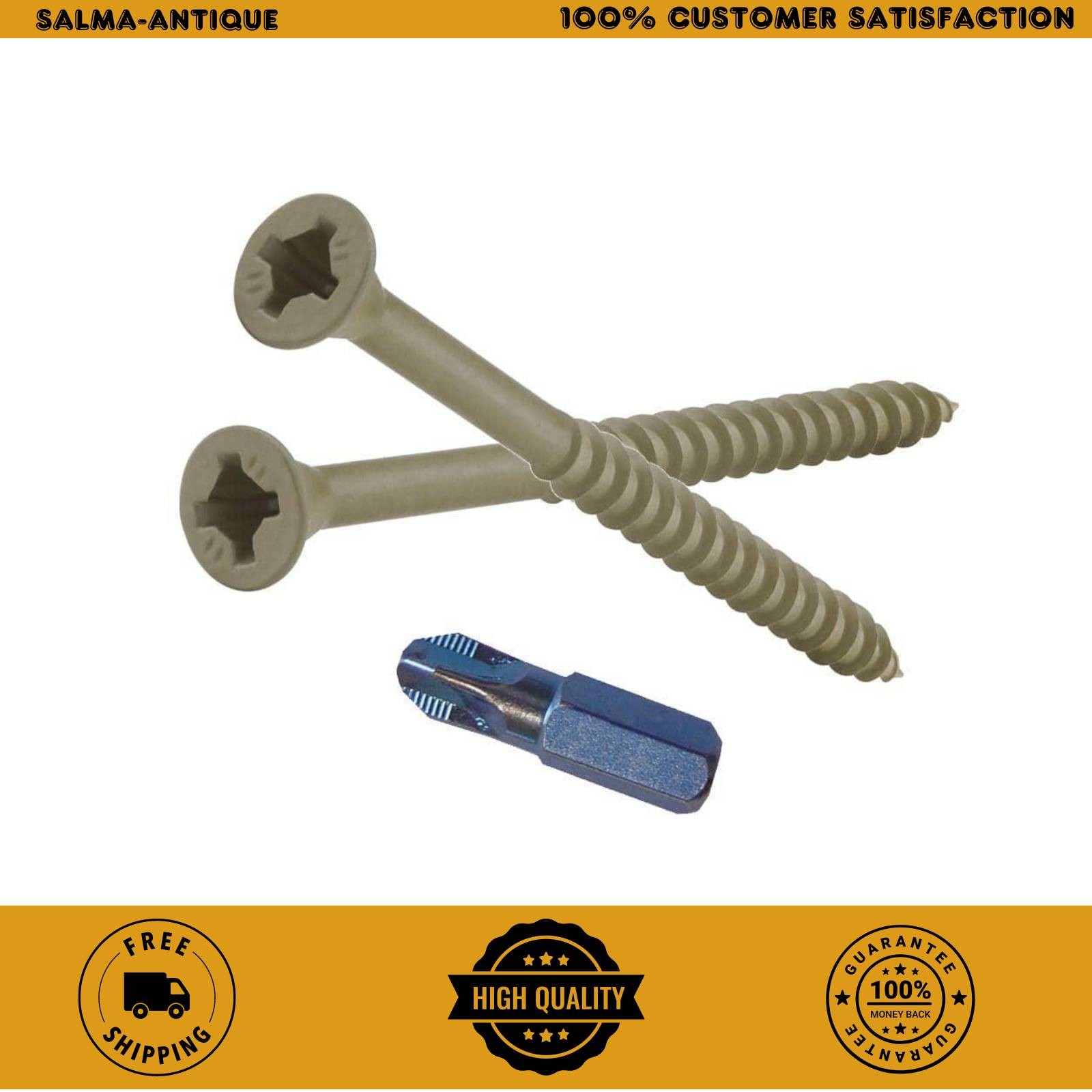 9-Piece 2-1/2 Inch Phillips-Square Flat Head Wood Deck Screws 1 Lb Pack