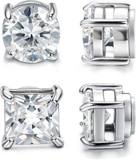 Luxury 2 Pairs Magnetic CZ Earrings  Hypoallergenic Non-Pierced Elegance