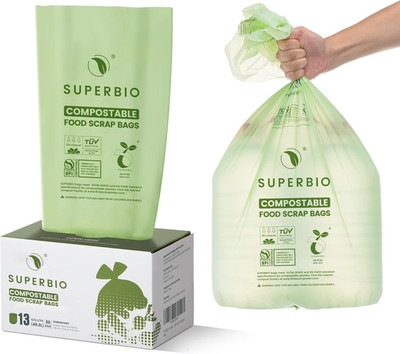 50pc 13gal Compostable Kitchen Waste Bags,Flat Top Food Scrap Bags,49.2L 0.87 Mi