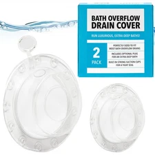 [2 Pack] Overflow Bath Drain Cover with Top Plug - Bathtub Overflow