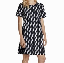 Michael Kors Black & Cream Printed Sheath Short Sleeve Dress Size 12