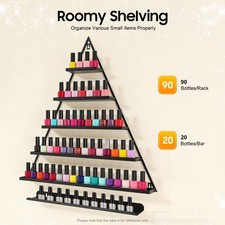 Black 5 Tiers Wall-Mount Metal Nail Polish Display Racks Floating Perfume Racks