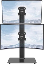 MOUNTUP Vertical Dual Monitor Stand, Stack Two Screens up to 32 Black 