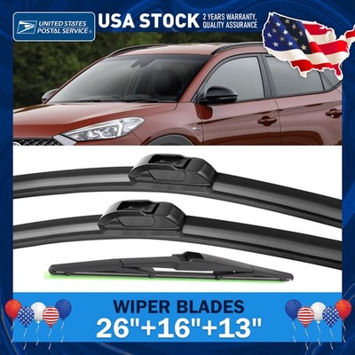 3 Pcs 26'' 16'' 13'' Windshield Wiper Blade Set for Hyundai Tucson for J / U Hook