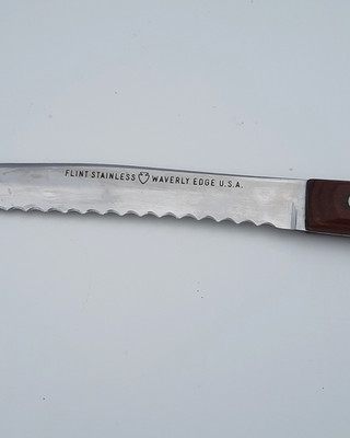 VTG Flint Stainless Waverly Edge Bread Knife Wood Handle USA 14'' Serrated