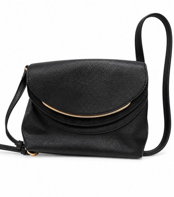 LC Lauren Conrad Black Crossbody Purse Gold Tone Accent Handbag, O5