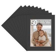 Golden State Art, Acid Free, Pack of 50, Black Pre-Cut 11x14 Picture Mat, for 8.