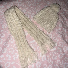 CABBAGE PATCH DOLLS KIDS WINTER HAT SCARF BEIGE
