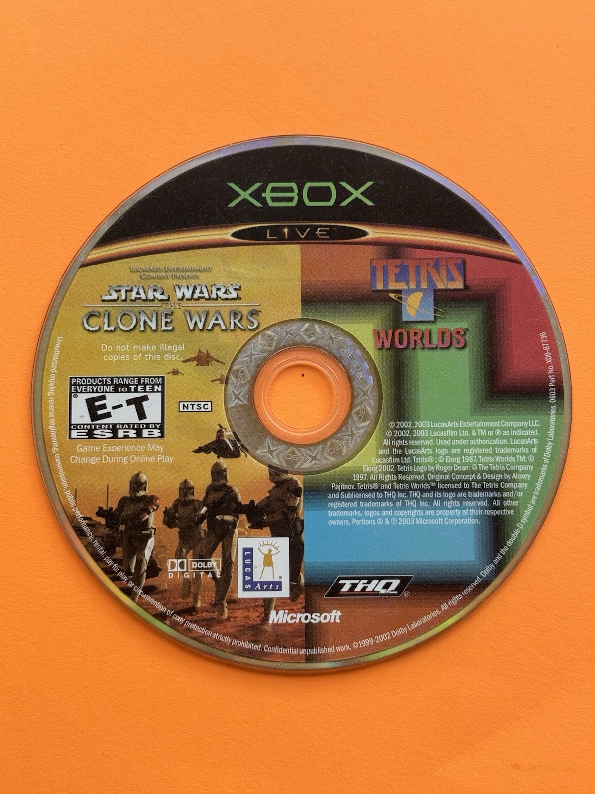 Star Wars Clone Wars/ Tetris Worlds - XBOX - DISC ONLY - Scratched But Working