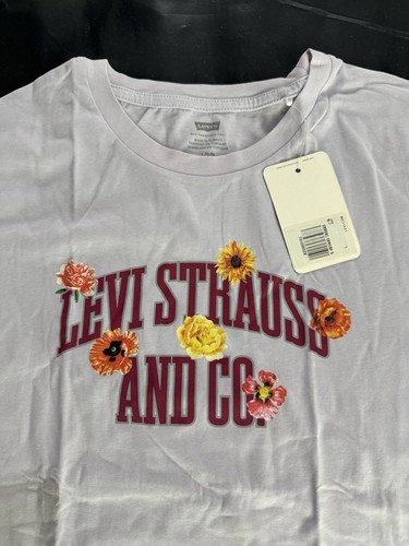 Ladies LEVI STRAUSS & CO. Logo Text Short Sleeve Crew Neck T-shirt UK L in Lilac - Picture 2 of 11