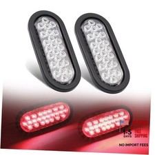 6 Inch Oval Clear Lens Red 24 LED Stop Brake Signal Lights Clear/Red Pack of 2